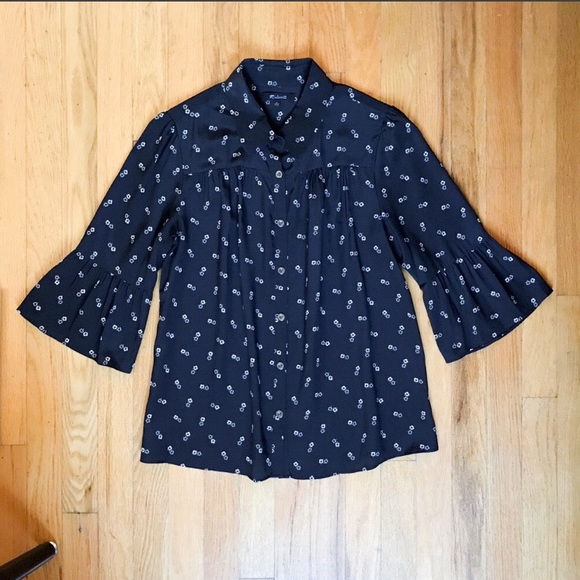 Madewell Drapey Silk Geobud Floral Button-Down Top M - Picture 2 of 6